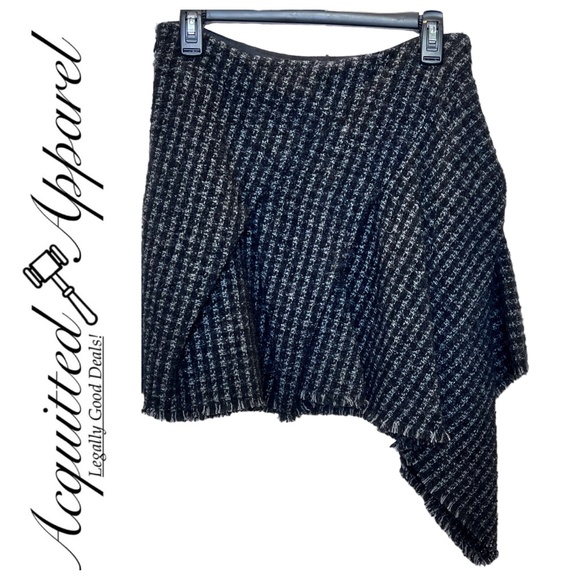 Balenciaga Paris Asymmetrical Knitted Lined Fringed Skirt - Picture 1 of 11